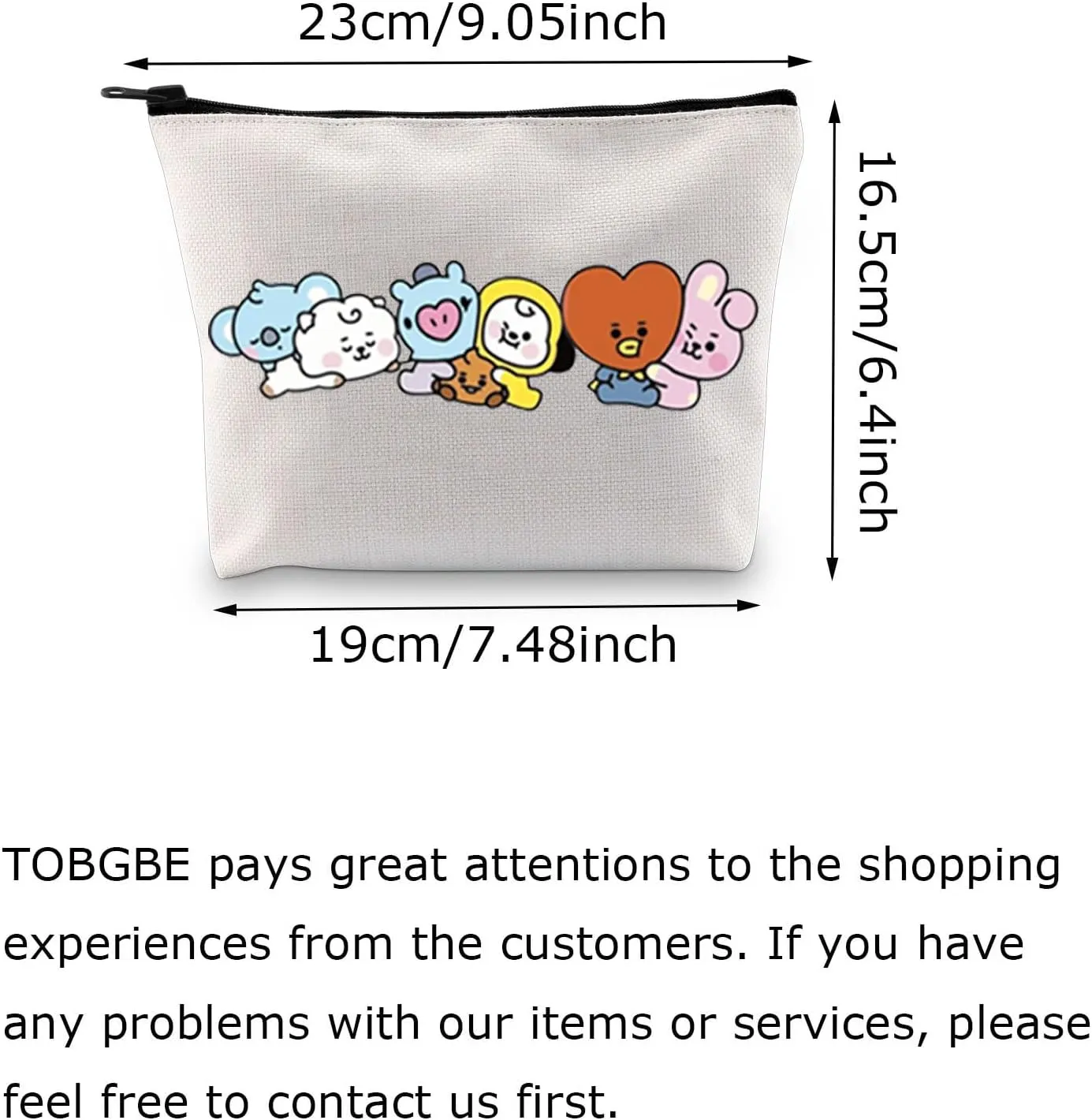 TOBGBE Korean Group Army Merchandise Album Inspired Gift South Korea Star Team Zipper Pouch Bag Singer Idea Makeup Bag (Kp FRI)