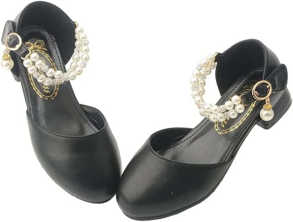 Toddler Flower Girls Dress Shoes Wedding Party School Glitter Low Heel Mary Jane Princess Pumps Sandals for Little Kids
