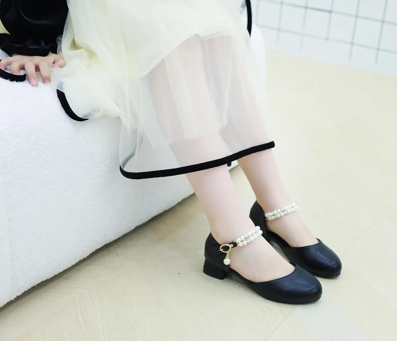 Toddler Flower Girls Dress Shoes Wedding Party School Glitter Low Heel Mary Jane Princess Pumps Sandals for Little Kids