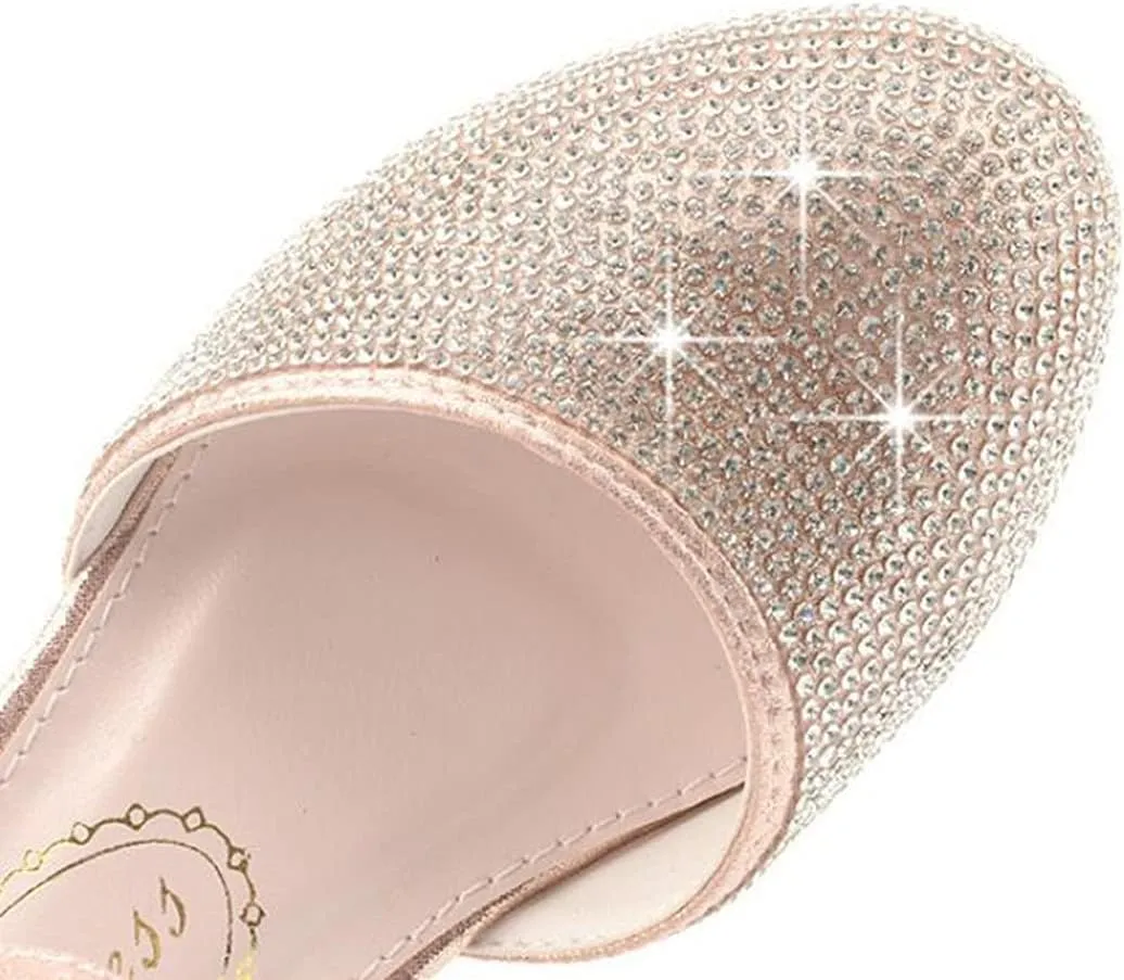 Toddler Little Girls Dress Shoes Glitter Low Heel Mary Jane Sparkle Party Wedding Bridesmaids Princess Pumps Flower Girl Shoes