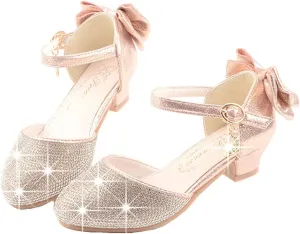 Toddler Little Girls Dress Shoes Glitter Low Heel Mary Jane Sparkle Party Wedding Bridesmaids Princess Pumps Flower Girl Shoes