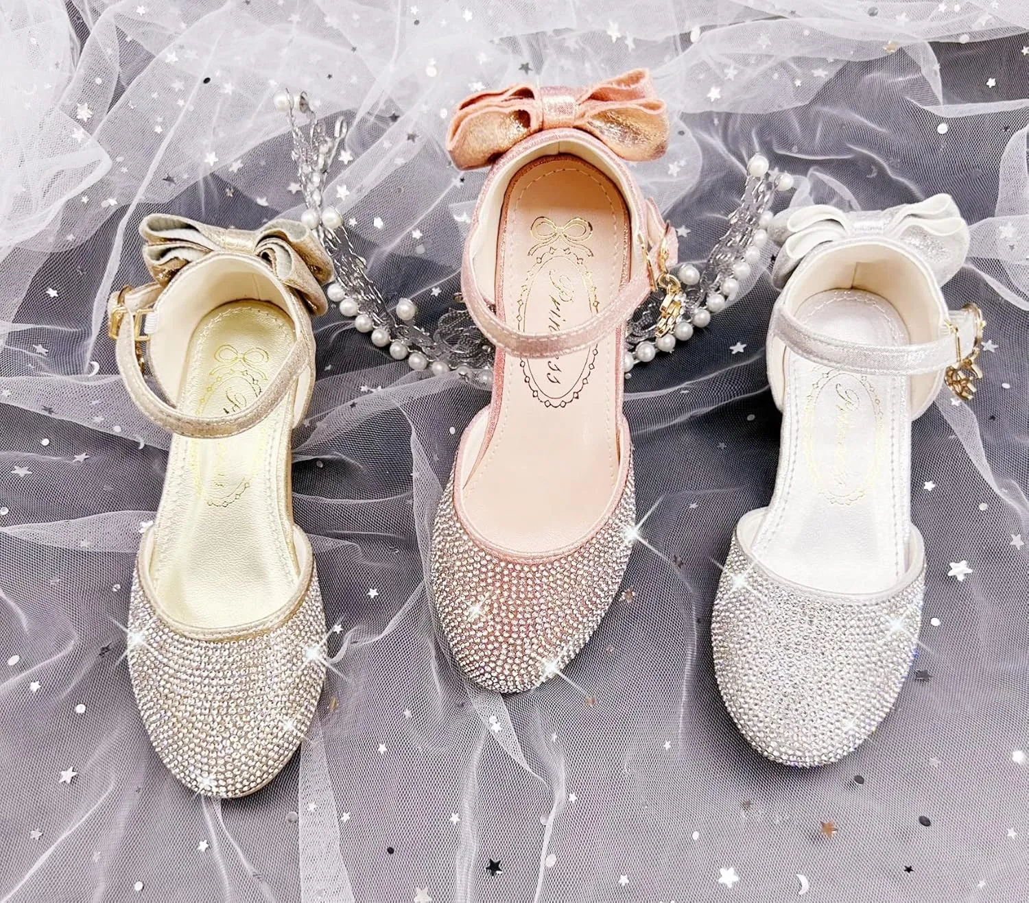 Toddler Little Girls Dress Shoes Glitter Low Heel Mary Jane Sparkle Party Wedding Bridesmaids Princess Pumps Flower Girl Shoes
