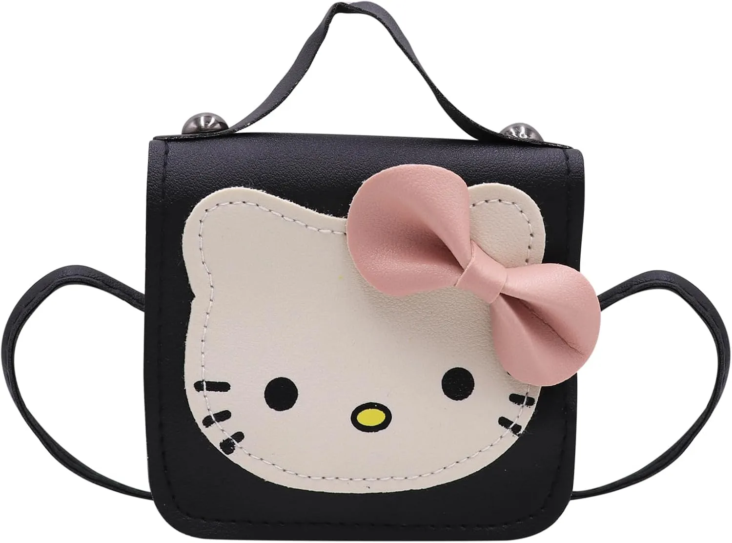 Toddlers Kids Purse Cute Cartoon Bowknot Cat Crossbody Bag Little Girls Small Leather Shoulder Bag Tote Handbag