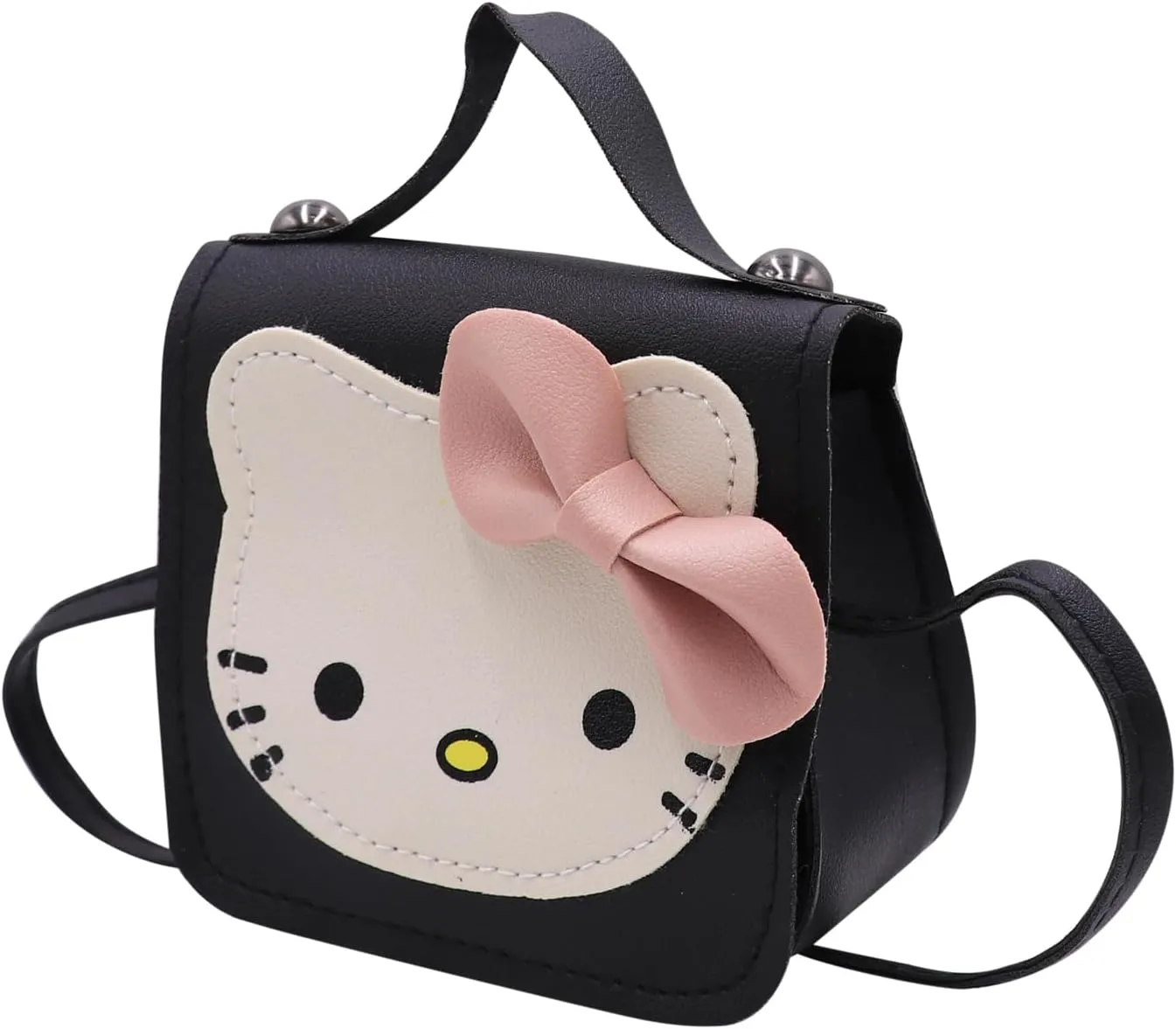 Toddlers Kids Purse Cute Cartoon Bowknot Cat Crossbody Bag Little Girls Small Leather Shoulder Bag Tote Handbag