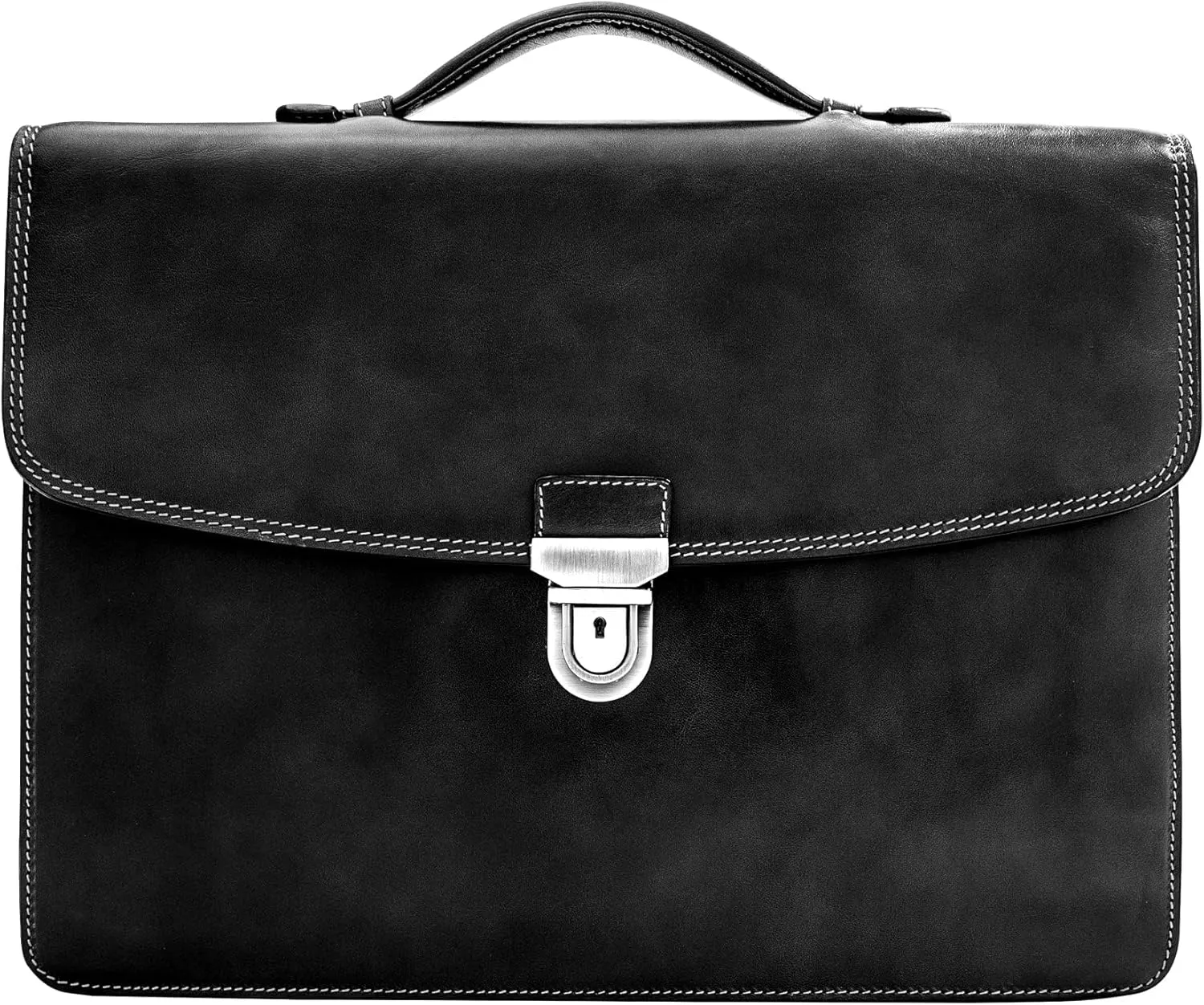 Tony Perotti Men's Alfero Italian Leather Professional Briefcase - Personalized Single-Compartment Hardcover Holds 14.5" Laptop - Eco-Friendly Vegetable-Tanned