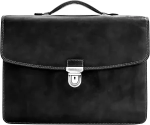 Tony Perotti Men's Alfero Italian Leather Professional Briefcase - Personalized Single-Compartment Hardcover Holds 14.5" Laptop - Eco-Friendly Vegetable-Tanned
