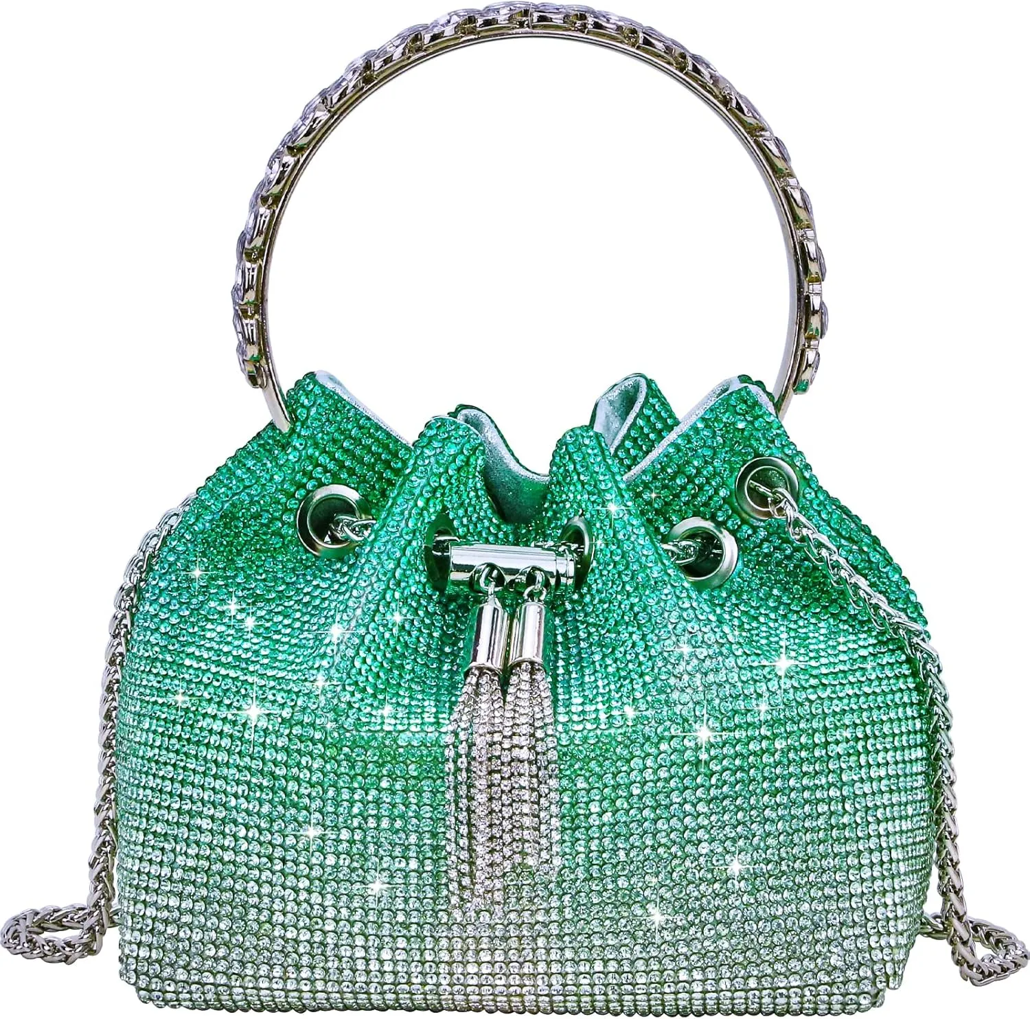 TOPALL Upgrade Rhinestone Evening Bag Bling Purse Sparkly Diamond Silver Clutch Purses for Women Party Club Wedding Prom