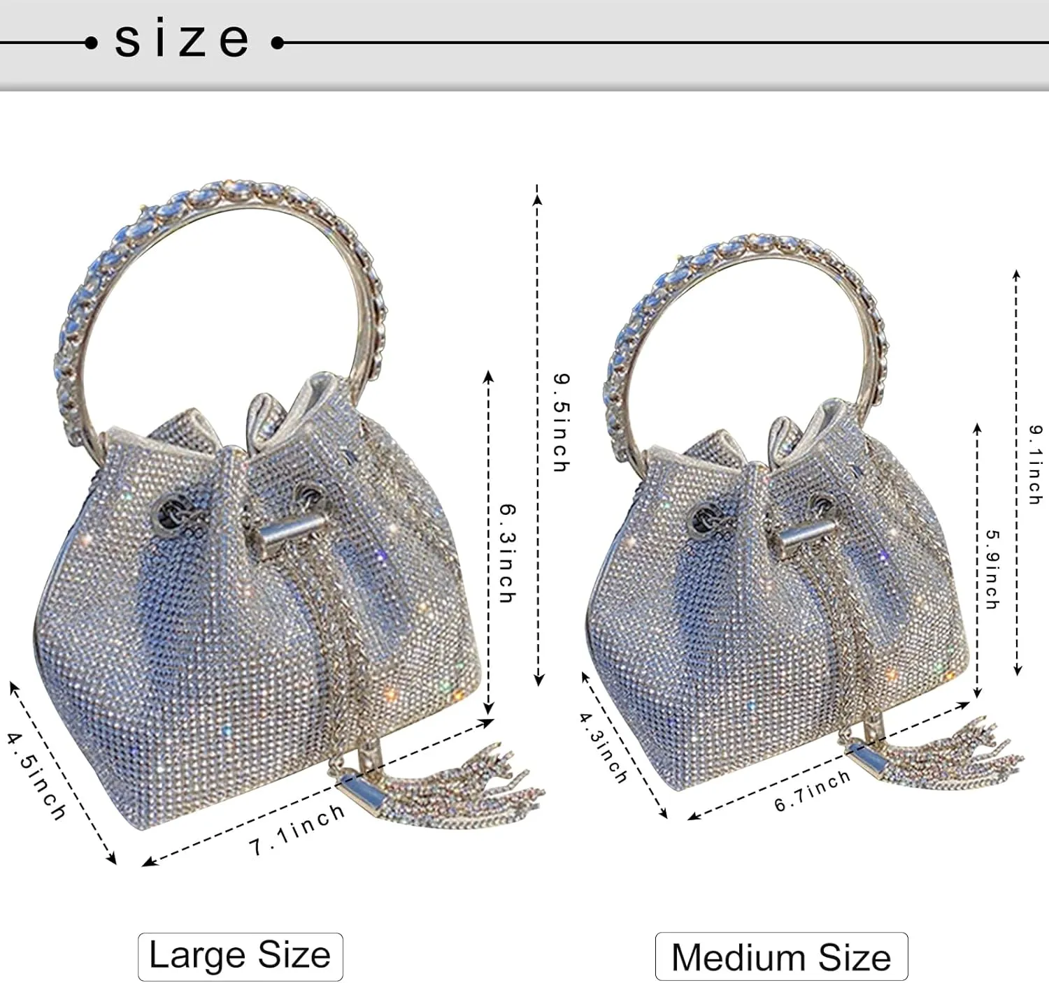 TOPALL Upgrade Rhinestone Evening Bag Bling Purse Sparkly Diamond Silver Clutch Purses for Women Party Club Wedding Prom