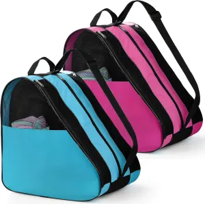 TOPZEA 2 Pack Roller Skate Bags, Ice Skates Storage Bag with Adjustable Shoulder Strap, Figure Skating Shoes Carry Bags Roller Blade Container, Inline & Quad Skates Accessories for Women Men Kids