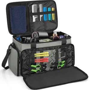 TORIBIO Large Capacity Hairdresser Bag with Adjustable Dividers, Barber Carrying Bag Barber Travel Case Organizer for Clippers and Supplies, Holds Various Hair Cutting Tools