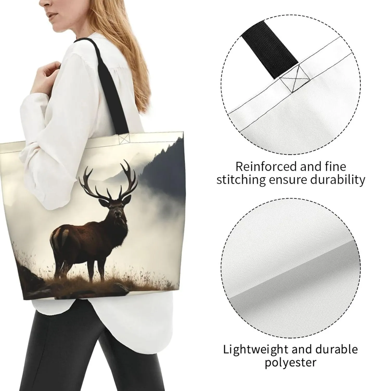 Tote Bag for Women Fairy Tale Castle Grocery Bag Foldable Shopping Bags Reusable Large Tote Bag