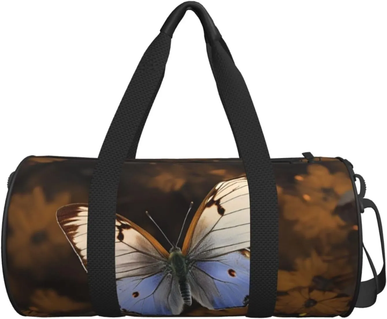 Travel Duffel Bag Butterfly Picture On Brown Background Weekender Overnight Bag For Men Women Large Capacity Sports Gym Bag Canvas Carry On Tote Bags For Travel Yoga