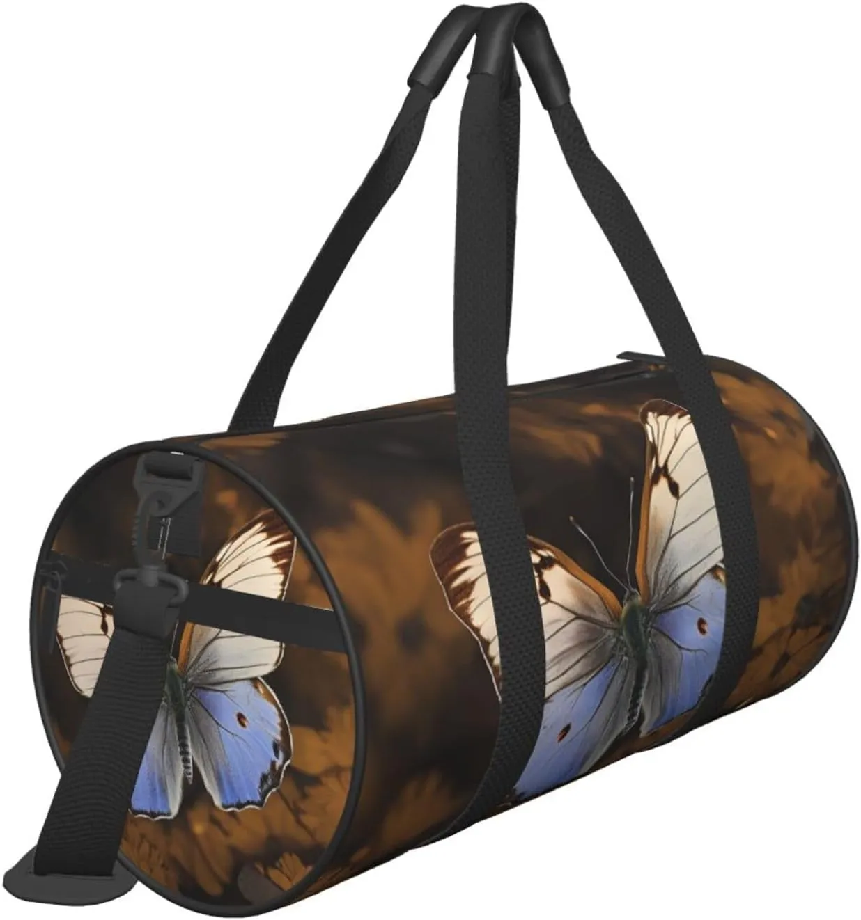 Travel Duffel Bag Butterfly Picture On Brown Background Weekender Overnight Bag For Men Women Large Capacity Sports Gym Bag Canvas Carry On Tote Bags For Travel Yoga