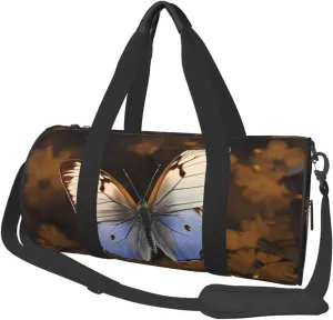 Travel Duffel Bag Butterfly Picture On Brown Background Weekender Overnight Bag For Men Women Large Capacity Sports Gym Bag Canvas Carry On Tote Bags For Travel Yoga