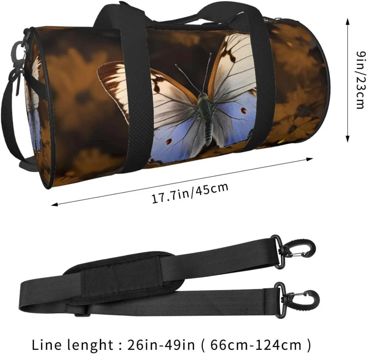 Travel Duffel Bag Butterfly Picture On Brown Background Weekender Overnight Bag For Men Women Large Capacity Sports Gym Bag Canvas Carry On Tote Bags For Travel Yoga