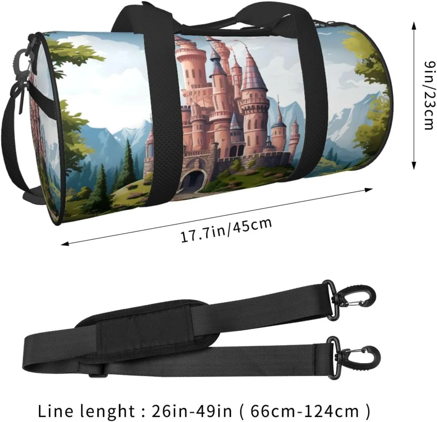 Travel Duffel Bag Fairy Tale Castle Weekender Overnight Bag For Men Women Large Capacity Sports Gym Bag Canvas Carry On Tote Bags For Travel Yoga