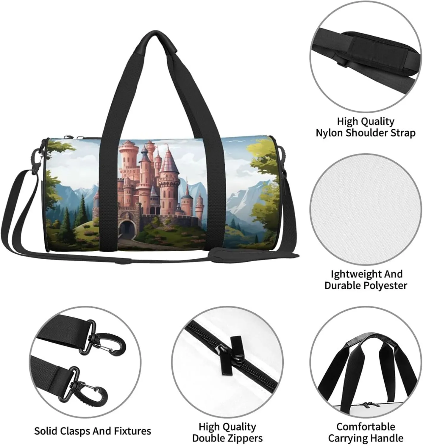 Travel Duffel Bag Fairy Tale Castle Weekender Overnight Bag For Men Women Large Capacity Sports Gym Bag Canvas Carry On Tote Bags For Travel Yoga