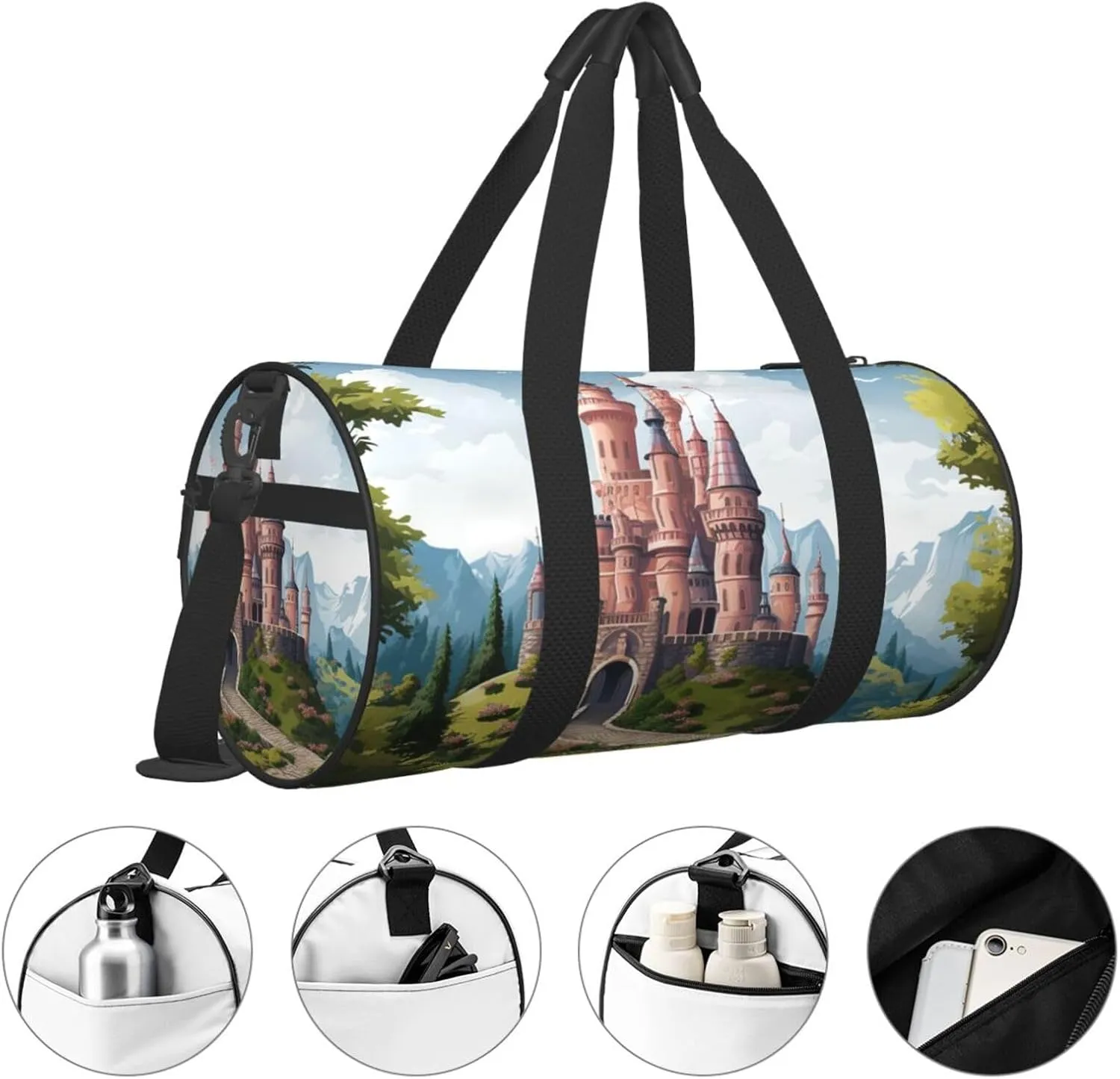 Travel Duffel Bag Fairy Tale Castle Weekender Overnight Bag For Men Women Large Capacity Sports Gym Bag Canvas Carry On Tote Bags For Travel Yoga