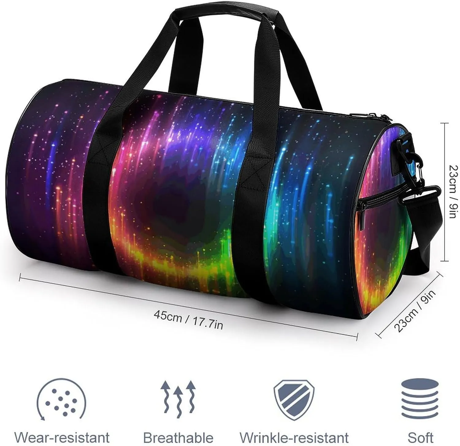 Travel Duffel Bag for Men And Women,Rainbow Neon Waterproof Sports Fitness Bag Portable Travel Duffel Bag