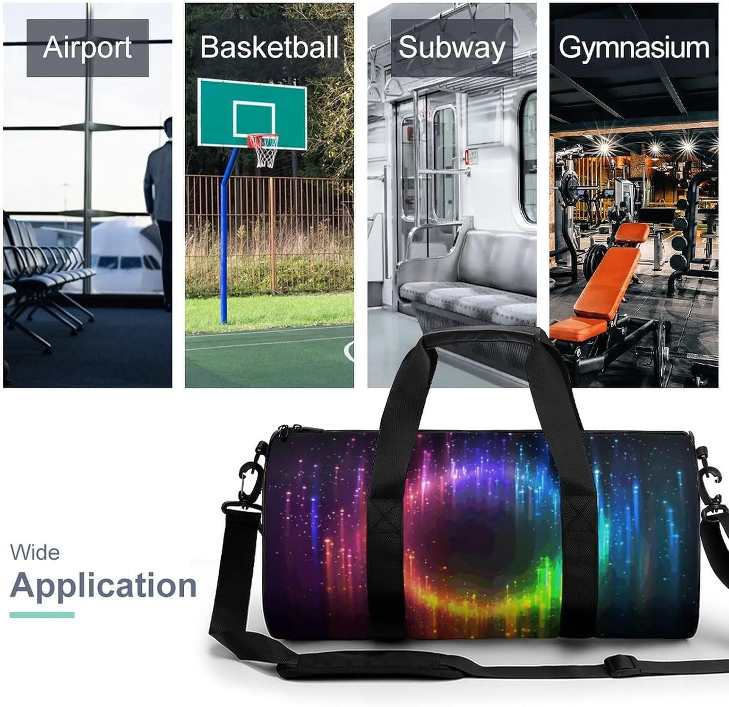 Travel Duffel Bag for Men And Women,Rainbow Neon Waterproof Sports Fitness Bag Portable Travel Duffel Bag