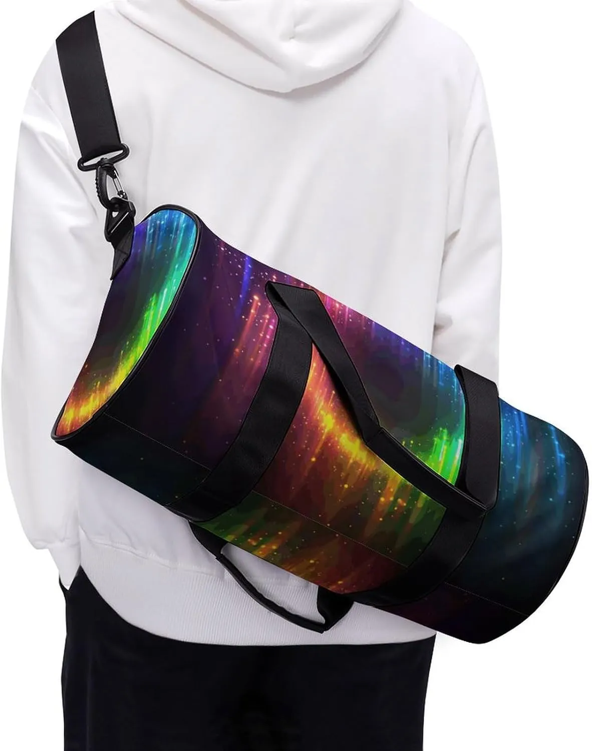 Travel Duffel Bag for Men And Women,Rainbow Neon Waterproof Sports Fitness Bag Portable Travel Duffel Bag