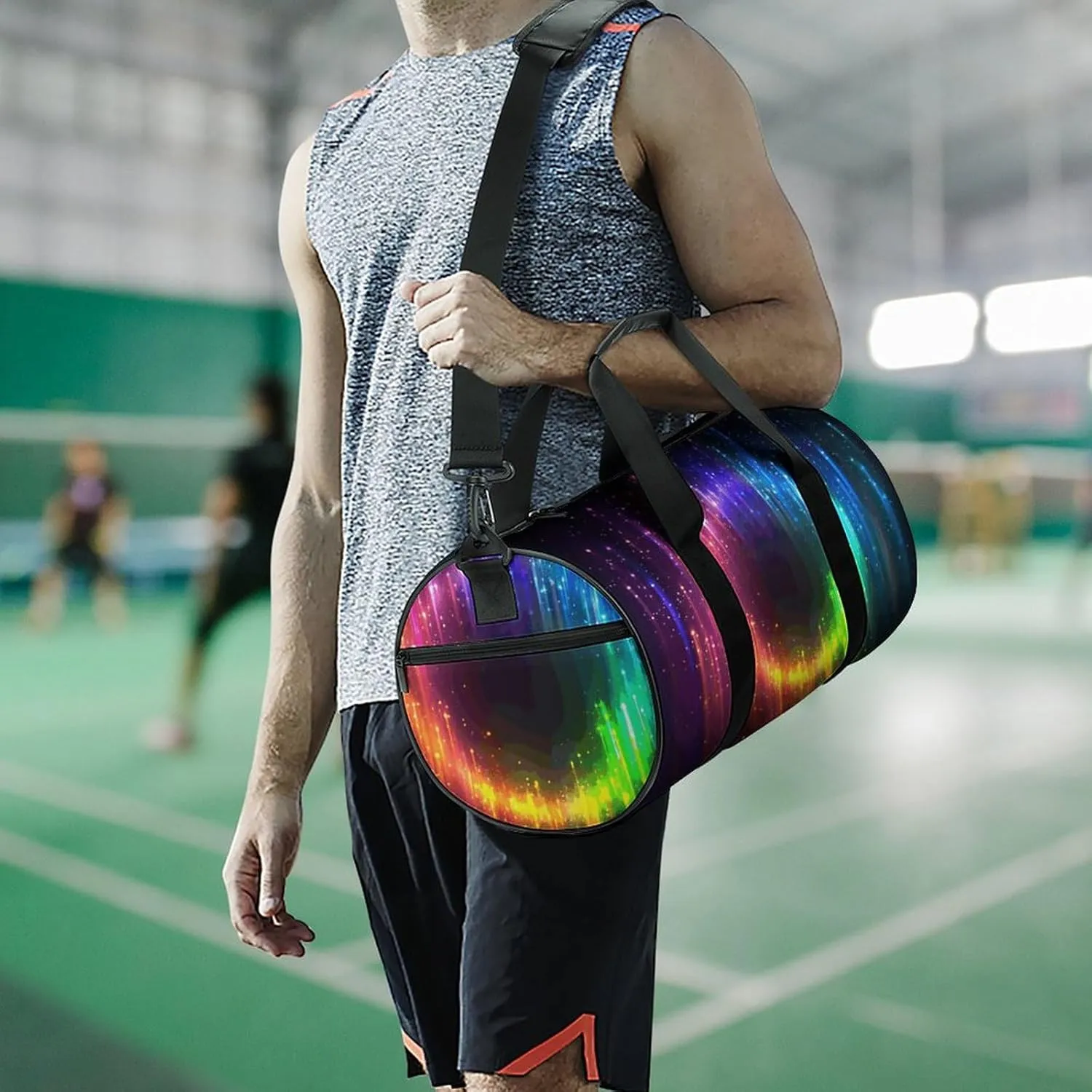 Travel Duffel Bag for Men And Women,Rainbow Neon Waterproof Sports Fitness Bag Portable Travel Duffel Bag