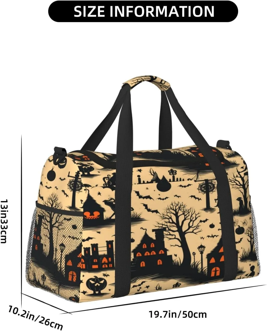 Travel Duffel Bag For Men Women, Halloween Pattern Castle Bats Carry On Sport Gym Bag With Shoulder Strap Lightweight Waterproof Weekender Bag Overnight Bag