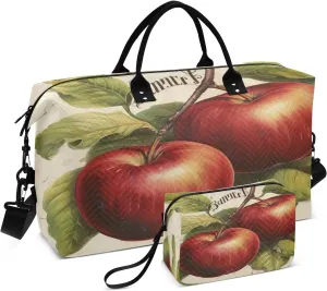 Travel Duffel Bag for Women Men, Apples Large Waterproof Weekender Overnight Bag, Detachable Shoulder Strap Travel Sport Gym Bag with Toiletry Bag