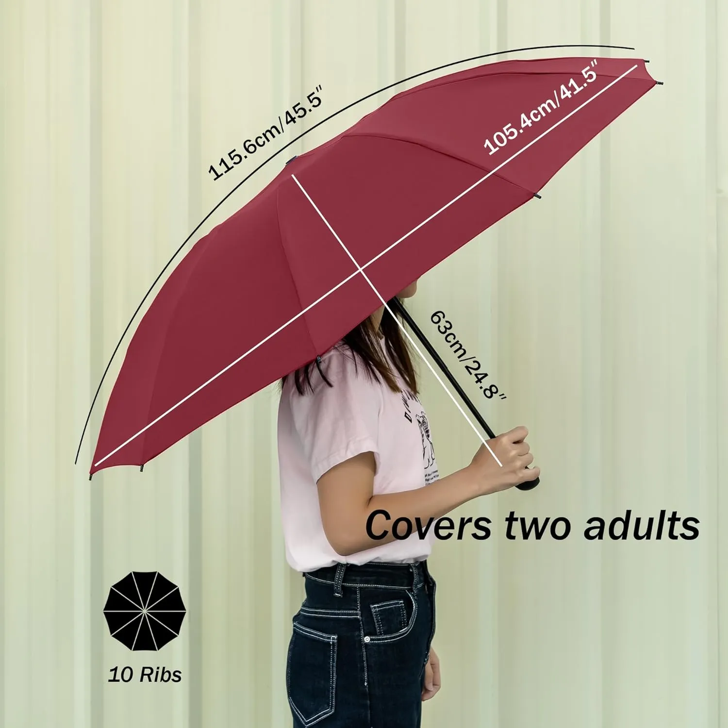 Travel Inverted Umbrella Compact Windproof- Automatic reverse Umbrellas for Rain - Folding Portable 48inch Span, 10 Ribs Large Umbrella