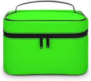Travel Makeup Bag, Neon Green Solid Color Cosmetic Bags for Women Large Capacity Waterproof Toiletry Bag Make up Organizer