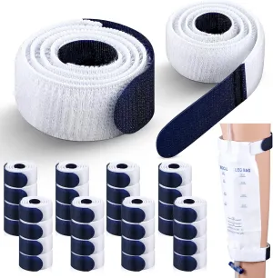 TrelaCo 32 Pcs Leg Bag Straps 23.6'' x 1'' Urine Drainage Bag Strap with Soft Elastic Fabric Comfortable Silicone Grips for Men Women Urine Tube Fix Device Supplies