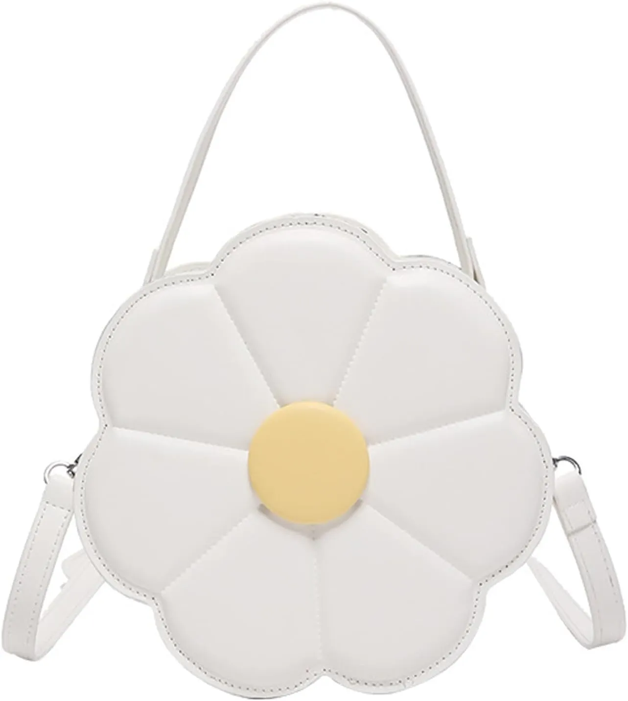 Trendy Flower Shaped PU Leather Crossbody Bag with Adjustable Strap Shoulder Purse Satchel for Women and Girls