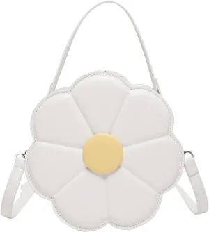 Trendy Flower Shaped PU Leather Crossbody Bag with Adjustable Strap Shoulder Purse Satchel for Women and Girls