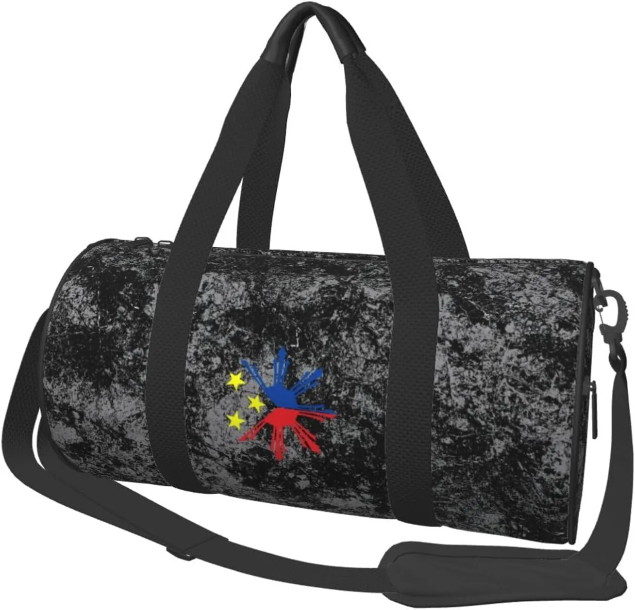 Tribal Philippines Filipino Sun and Stars Convertible Garment Bag with Shoulder Strap, Carry on Garment Duffel Bag for Men Women - Rolling Foldable for Travel Luggage Bags (Black)