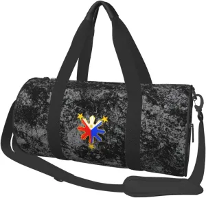 Tribal Philippines Filipino Sun and Stars Flag Convertible Garment Bag with Shoulder Strap, Carry on Garment Duffel Bag for Men Women - Rolling Foldable for Travel Luggage Bags (Black)