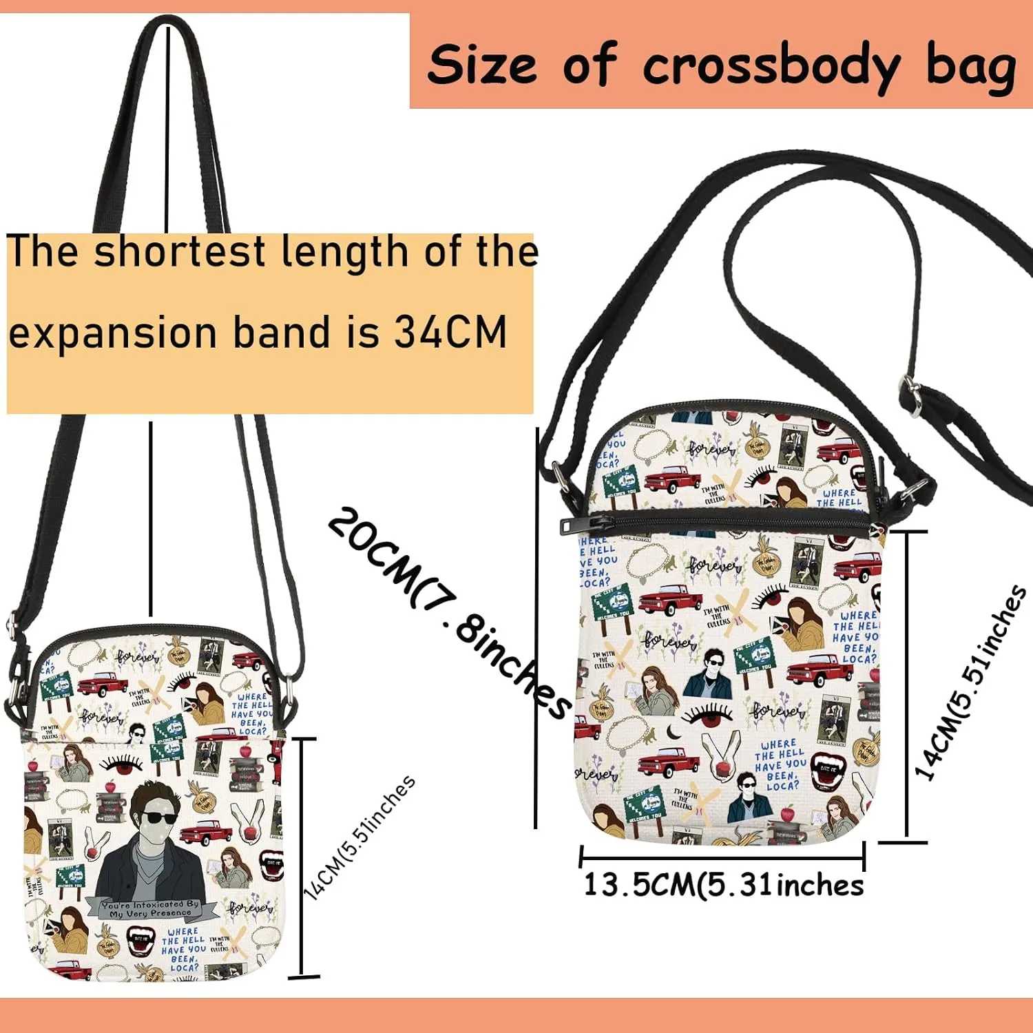 TSOTMO Vampire Merch Horror Movie Inspired Edward Crossbody Bag for Movie Fans