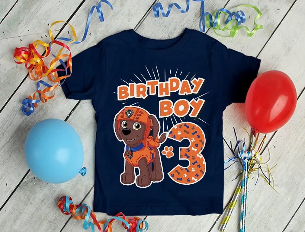 Tstars Marshall 3rd Birthday Boy Shirt Gifts for 3 Years Old Bday Paw Patrol Theme Party Toddler Kids T-Shirt