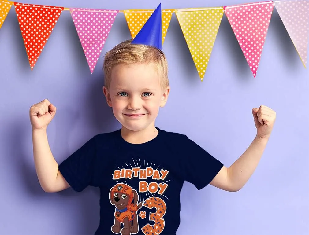 Tstars Marshall 3rd Birthday Boy Shirt Gifts for 3 Years Old Bday Paw Patrol Theme Party Toddler Kids T-Shirt