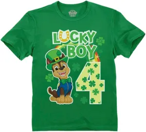 Tstars Paw Patrol 4 Chase Shirt Gifts for Four Years Old 4th Birthday Theme Party Toddler Kids T-Shirt