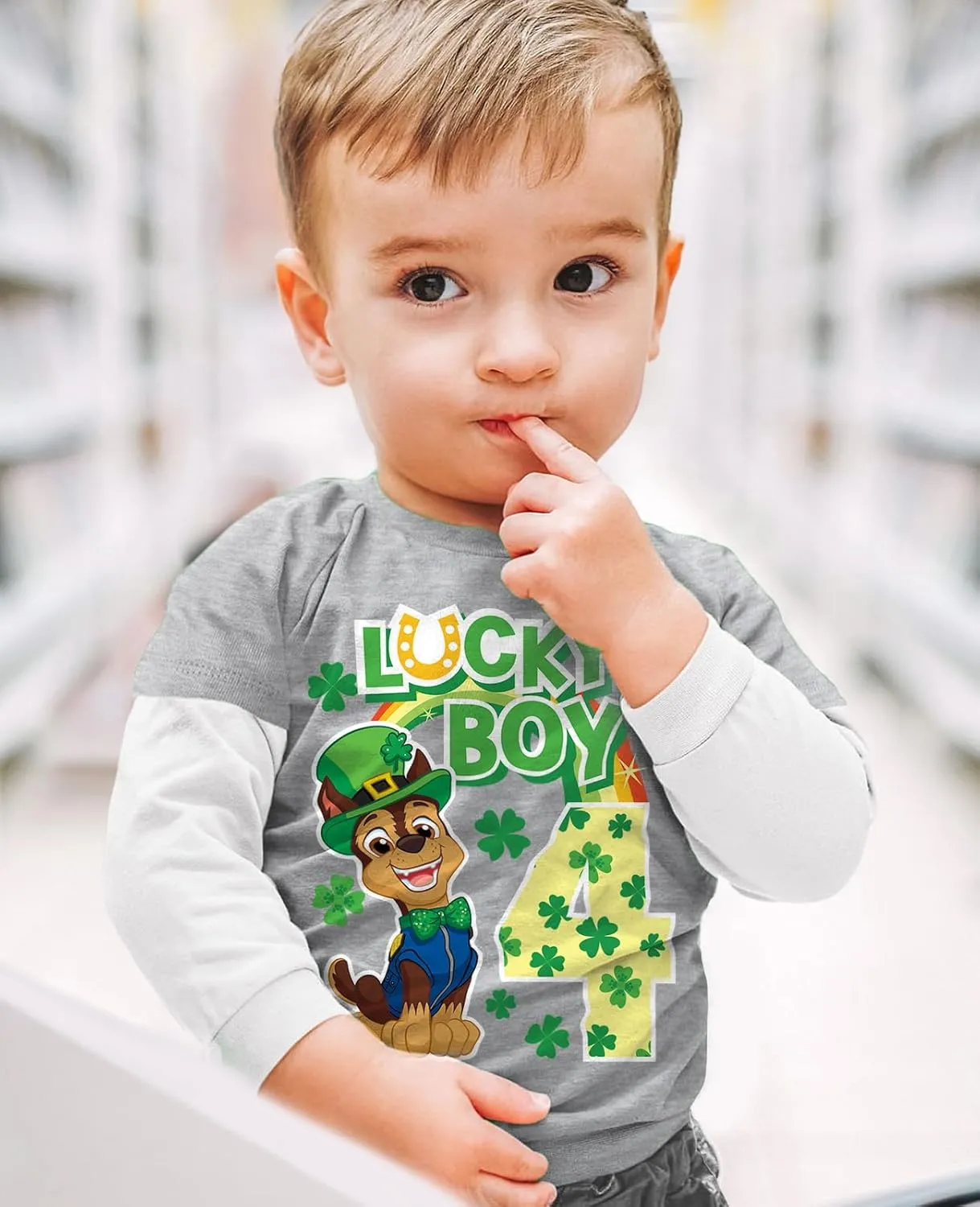 Tstars Paw Patrol 4 Chase Shirt Gifts for Four Years Old 4th Birthday Theme Party Toddler Kids T-Shirt