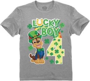 Tstars Paw Patrol 4 Chase Shirt Gifts for Four Years Old 4th Birthday Theme Party Toddler Kids T-Shirt