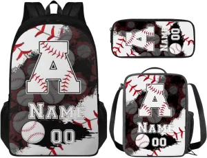 Tuoxiukan Personalized Baseball Backpack for Boys 12-14 Customized Name and Number Backpack for Girls 6th Grade Back Packs Elementary High School Schoolbag Children Rucksack Bookbag Laptop Compartment