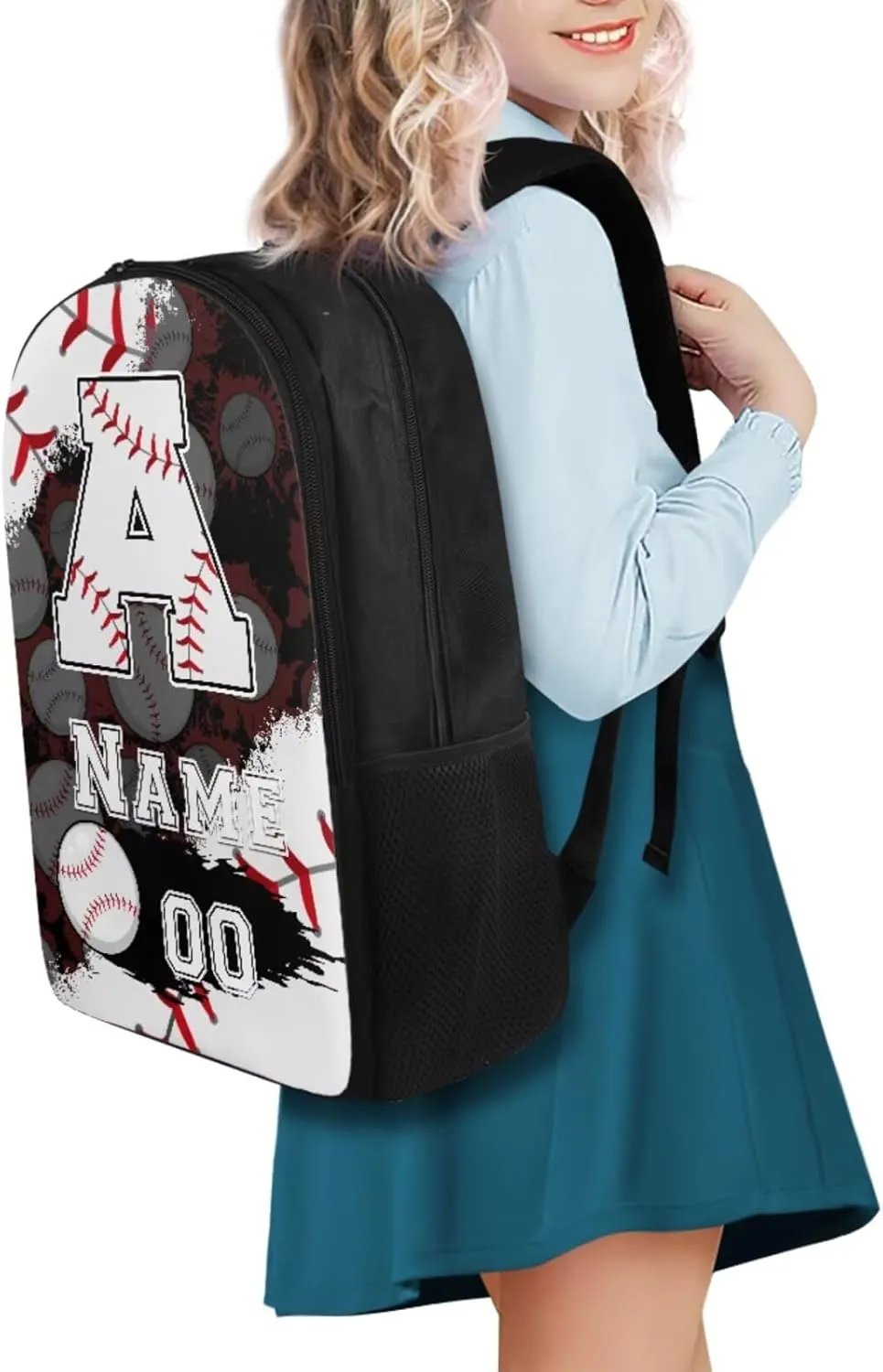 Tuoxiukan Personalized Baseball Backpack for Boys 12-14 Customized Name and Number Backpack for Girls 6th Grade Back Packs Elementary High School Schoolbag Children Rucksack Bookbag Laptop Compartment