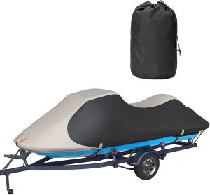 Tuszom True 900D Solution-Dyed 100% Waterproof Jet Ski Cover with Motor Cover,Anti-UV Trailerable Seadoo Cover,Jetski Cover,PWC Cover,Yamaha with Reflective Air Vent(Fits from 126"-135" 3 Seater)