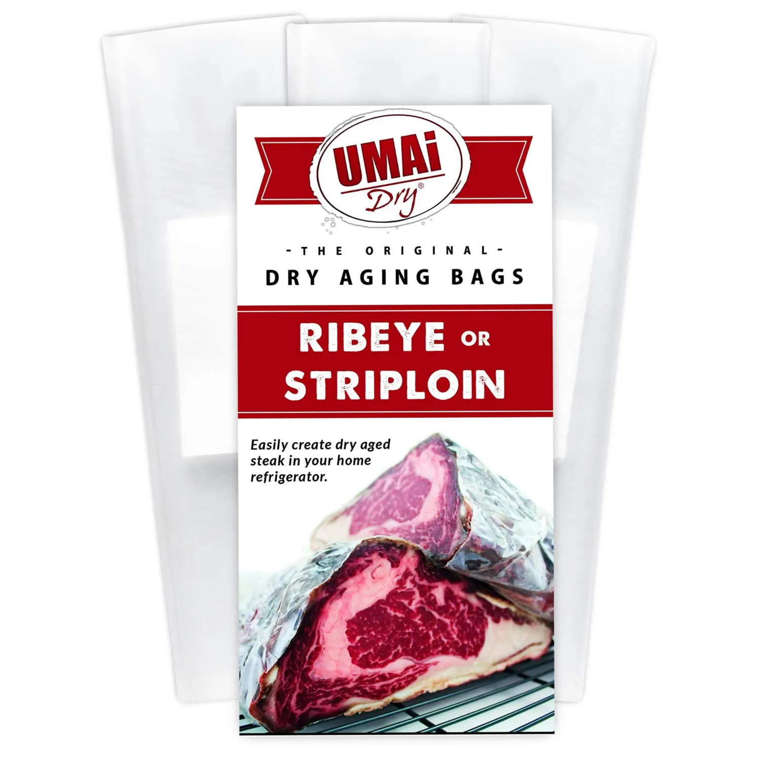 UMAi Dry Aging Bag for Steaks, Pack of 3, Dry Age Bags for Meat, Ribeye & Striploin Steak up to 12-18 lbs, Home Steak Ager Refrigerator Bags, No Vacuum Sealer Needed, Tender Aged Beef in 28-45 Days