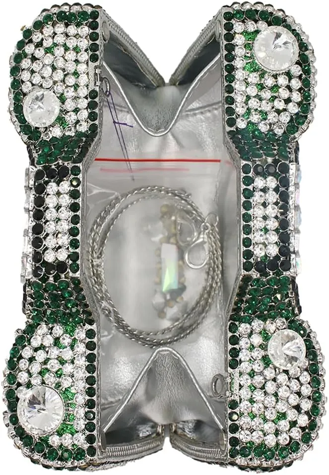 UMREN Novelty Crystal Camera Shaped Clutch Purse for Women Sparkly Rhinestones Evening Clutch Bag Glitter Bridal Prom Handbag