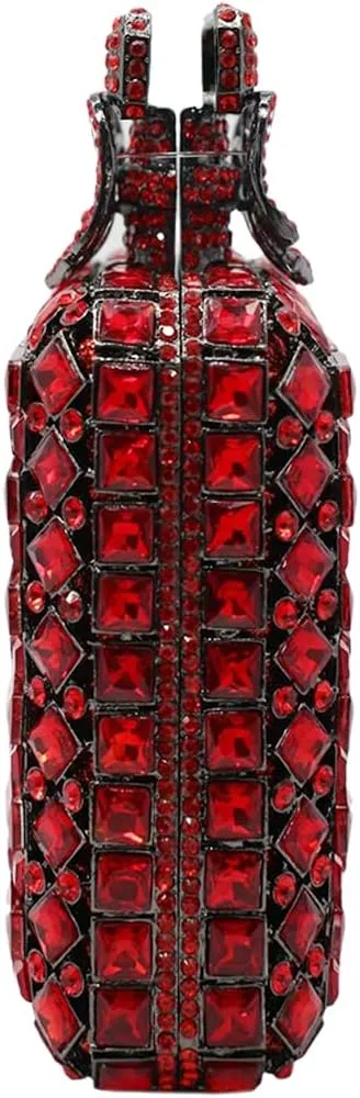UMREN Women's Perfume Shaped Rhinestone Clutch Purses Sparkly Diamond Box Evening Bag Glitter Party Wedding Handbag