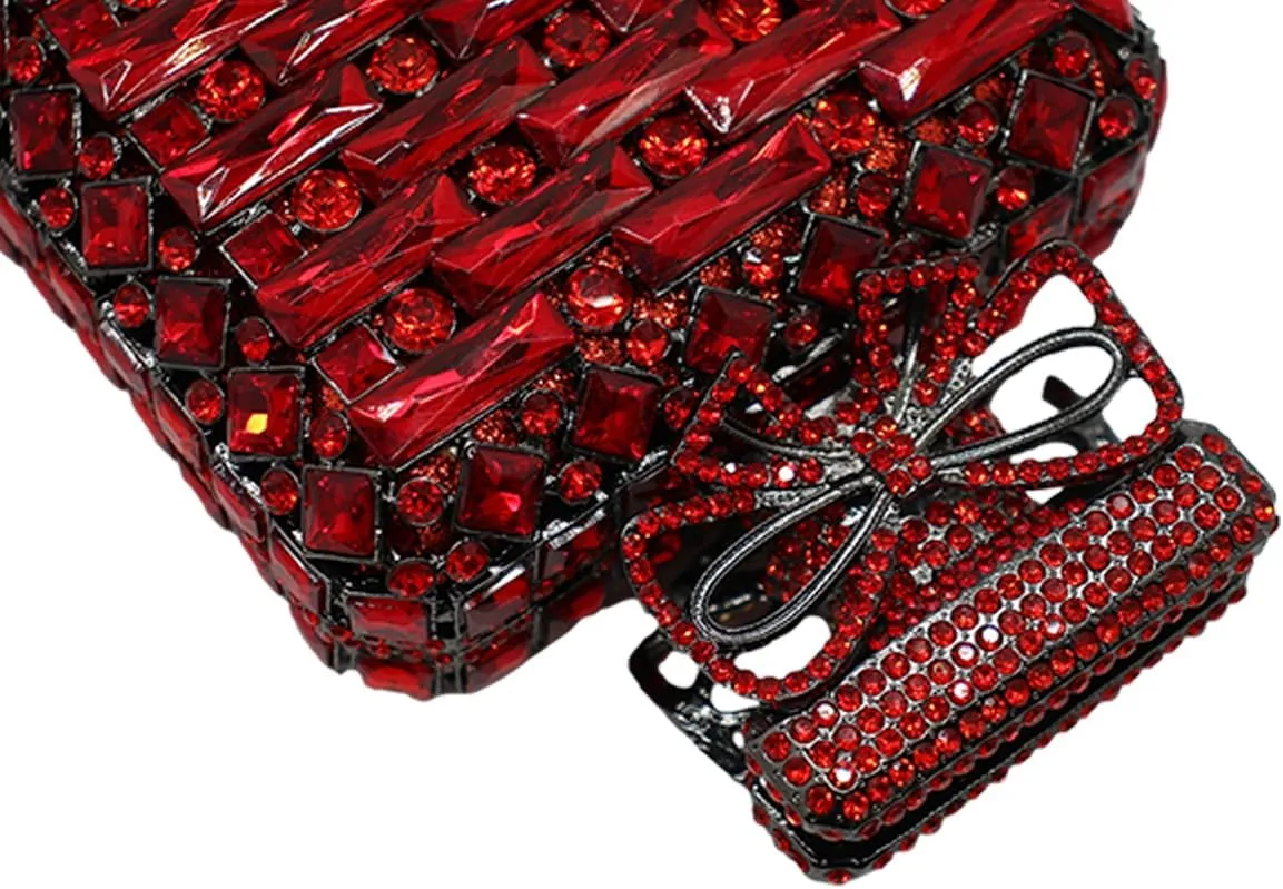 UMREN Women's Perfume Shaped Rhinestone Clutch Purses Sparkly Diamond Box Evening Bag Glitter Party Wedding Handbag
