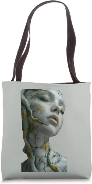 Unearth the Enigma: Surreal Portrait in Molten Hues Tote Bag
