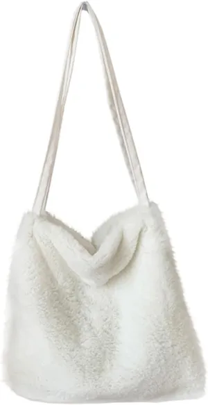 Unique Plush Bag Student Shoulder Bag Chic Portable Large Capacity Woolen Material
